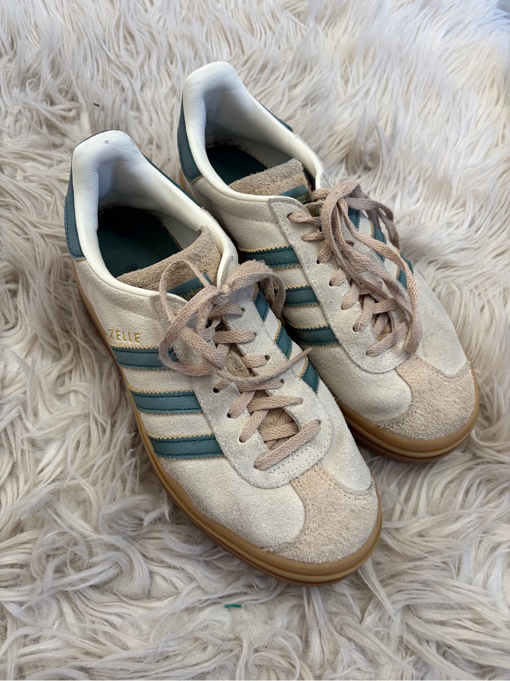 Adidas Gazelle Platform Beige Green Sneakers